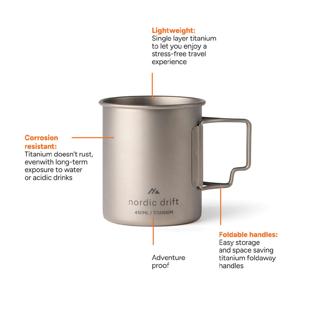 Nordic Drift Trail Ultraleichte Titan-Becher 450ml Werbeartikel