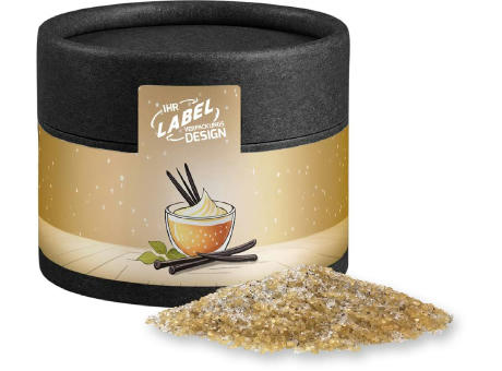 Product image Vanillezucker, ca. 55g, Kraftpapierdose Mini schwarz bedrucken