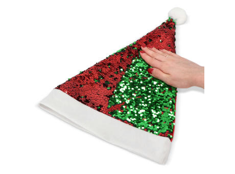 Zweifarbige Pailletten-Weihnachtsmütze Werbeartikel