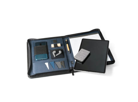 EMERGE FOLDER. A4 Mappe aus recyceltem Polyester (100% rPET) 300D mit Reißverschluss Werbeartikel