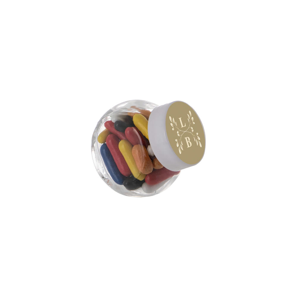 Product image Mikro Glas 50 ml gefüllt mit Süßigkeiten Werbeartikel