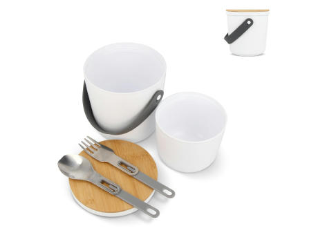 Lunch-Behälter R-PP &amp; Bambus Werbeartikel