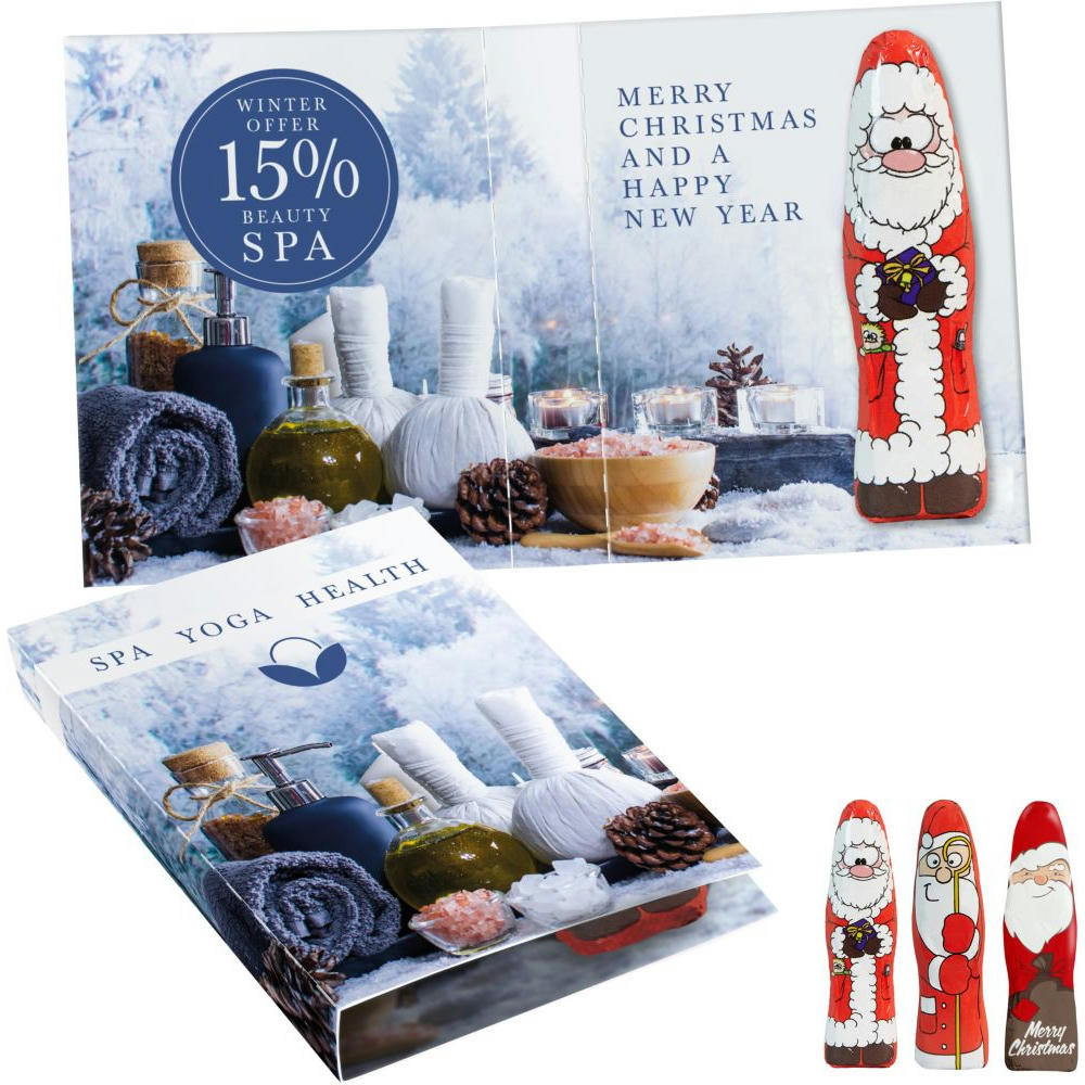 Product image Süßes Briefchen mit Mini Schoki-Weihnachtsmännchen "Standard" Werbeartikel
