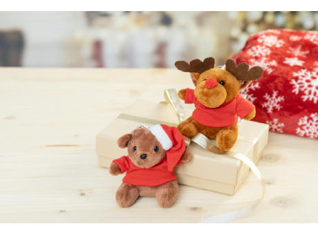 Plüsch-Weihnachtsrentier-Schlüsselanhänger Julren bedrucken