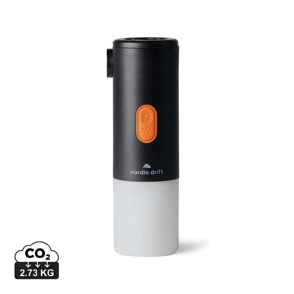 Nordic Drift Titan 2-in-1-Luftpumpe und Campinglampe Werbeartikel