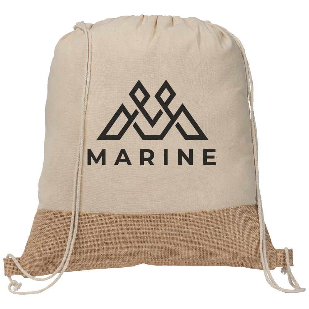 Product image Rio™ Rucksack mit Kordelzug aus recycelter Baumwolle und Jute (140 g/m²) Werbeartikel