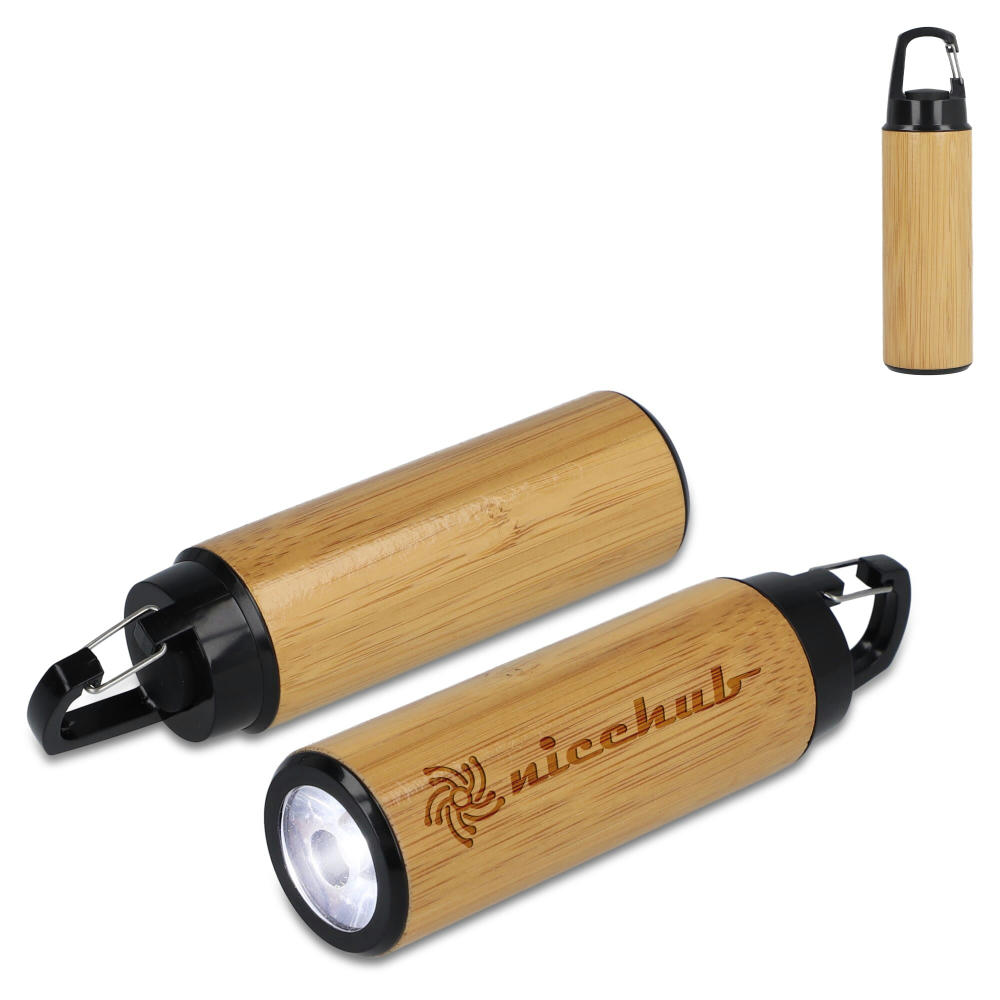 Bambus-Taschenlampe mit Clip Werbeartikel