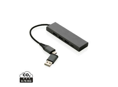 Product image Terra Hub aus RCS recyceltem Aluminium mit 3 USB-Anschlüssen Werbeartikel