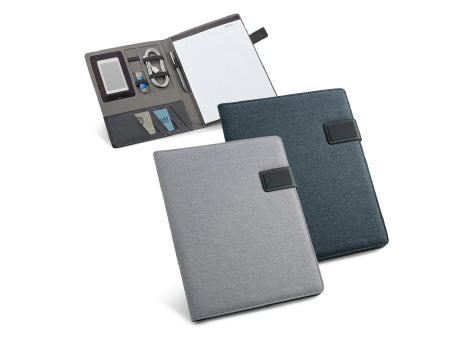 RIORDAN. A4-Schreibmappe aus Leinenimitat und PU mit linierte Seiten Schreibblock Werbeartikel