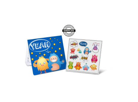 Product image Tattoo Mäppchen Kinder mit 13 Monster-Hauttattoos für Kinder Werbeartikel