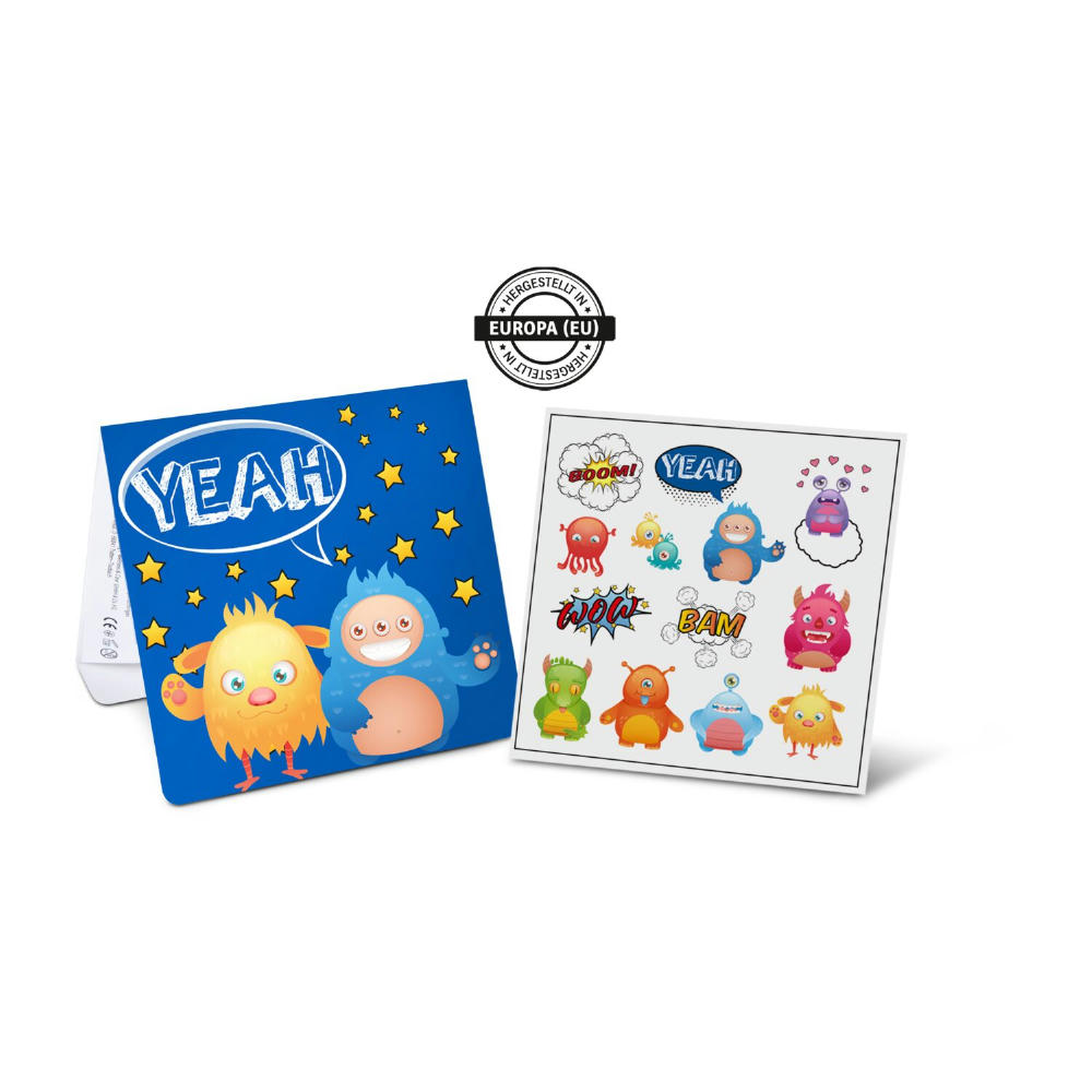 Product image Tattoo Mäppchen Kinder mit 13 Monster-Hauttattoos für Kinder Werbeartikel