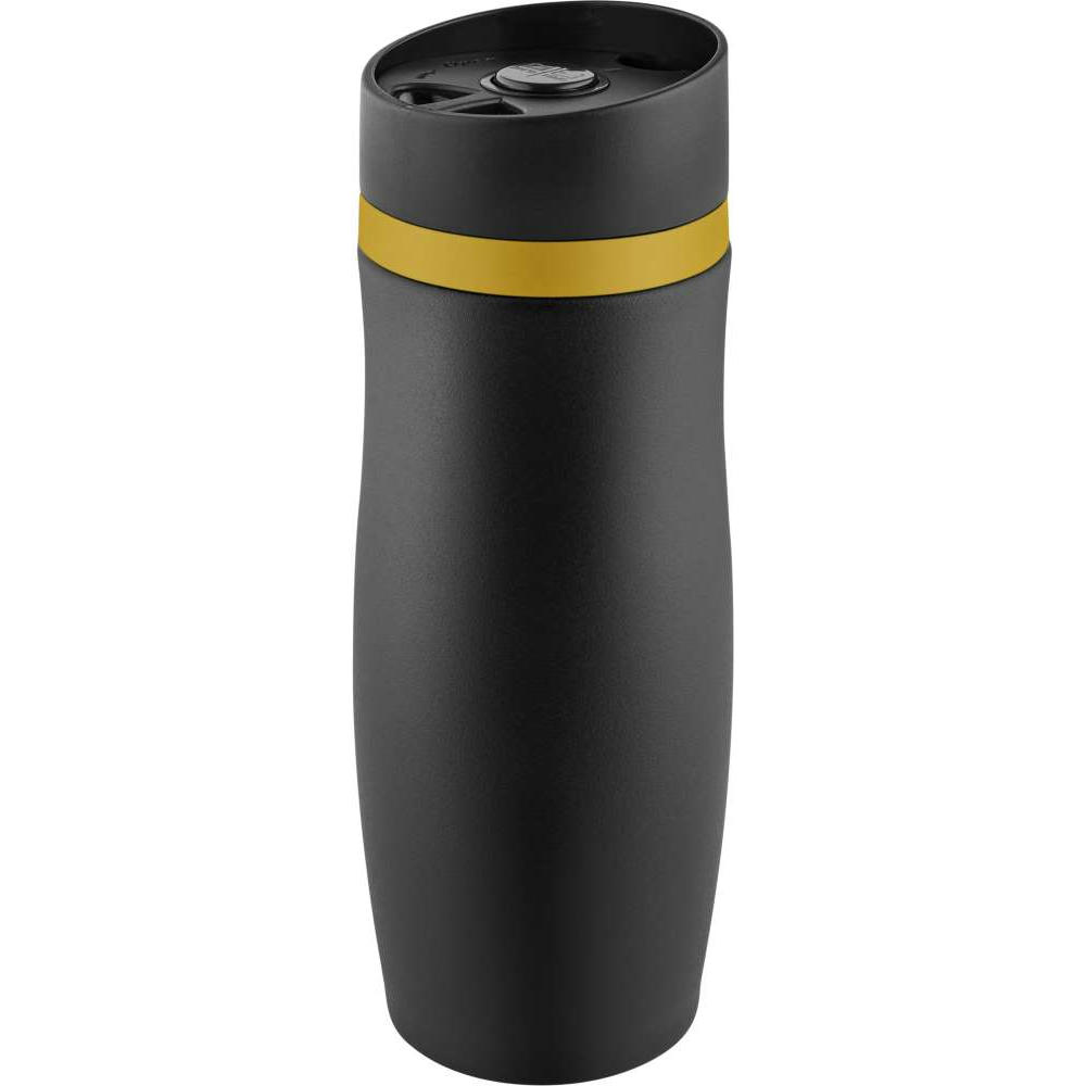 Product image Metmaxx® Thermobecher "CremaExtensaNero" schwarz/Ring gelb Werbeartikel