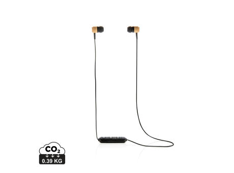 Kabellose Ohrhörer aus Bambus Werbeartikel