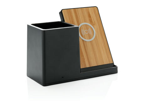 Ontario 10W Wireless Charger aus Bambus und RCS Kunststoff Werbeartikel