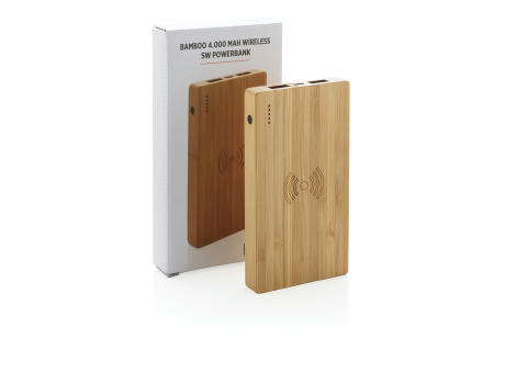 Bambus 4.000 mAh Wireless 5W Powerbank bedrucken