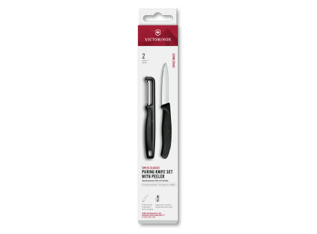 Product image Swiss Classic, Gemüsemesser mit I-Schäler, 2tlg, schwarz, Box Werbeartikel