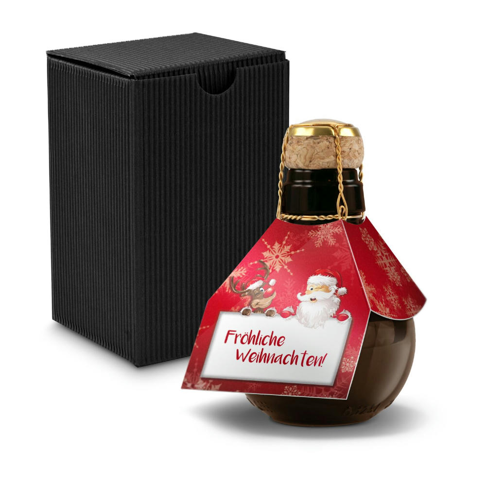 Product image Kleinste Sektflasche der Welt! Fröhliche Weihnachten - Inklusive Geschenkkarton in Gelb, 125 ml Werbeartikel