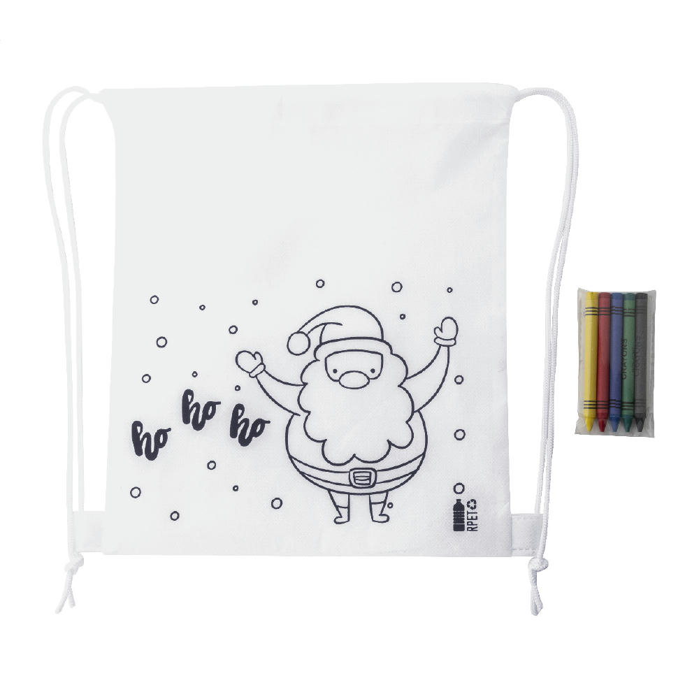 Product image Weinachtlicher Kordelzugbeutel zum Ausmalen Julfar Bag B Werbeartikel