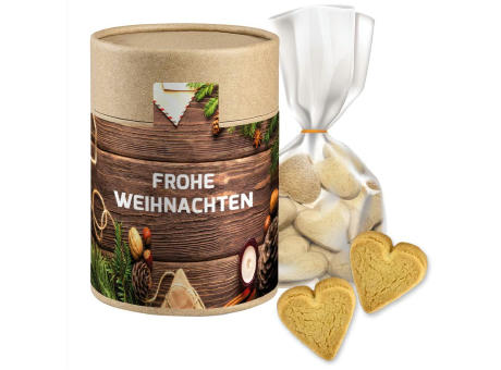 Product image Butter-Herzen, ca. 100g, Beutel in Kraftpapierdose Maxi Werbeartikel