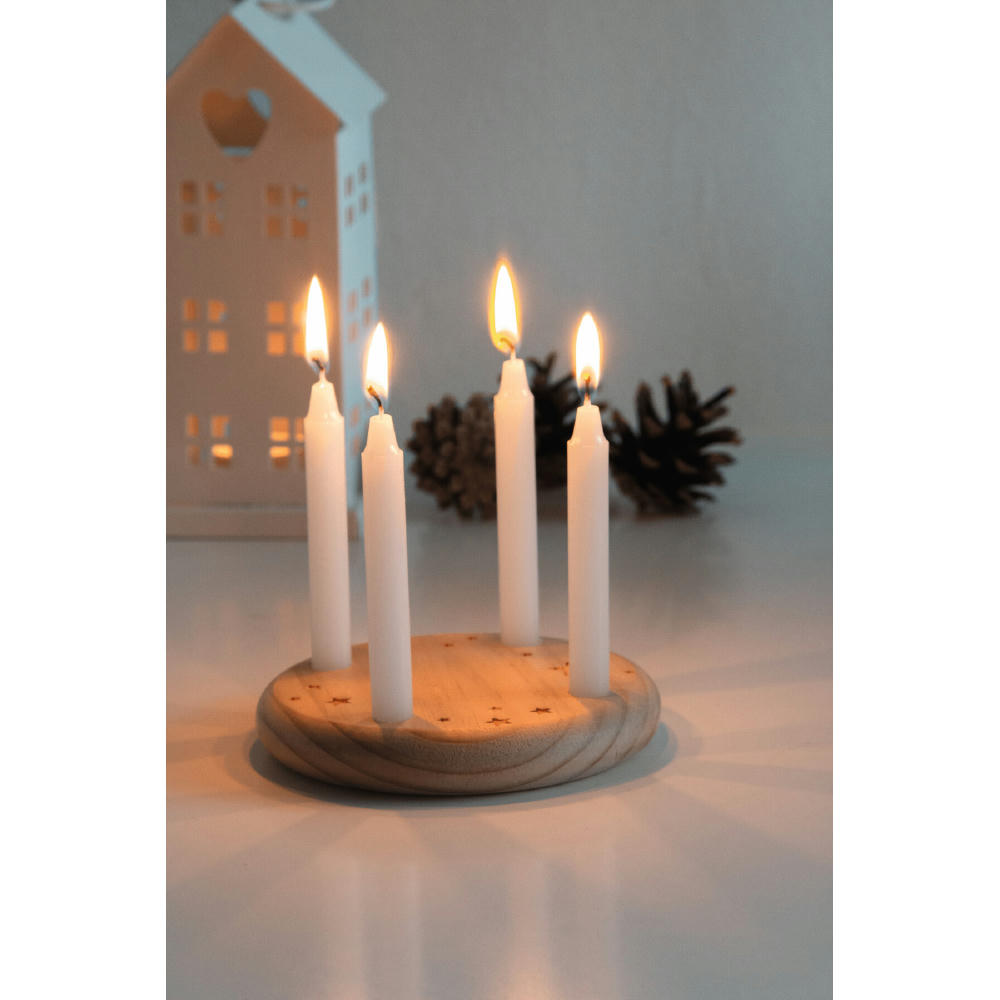 4-CHRISTMAS - Kleiner Holz-Adventskranz Werbeartikel