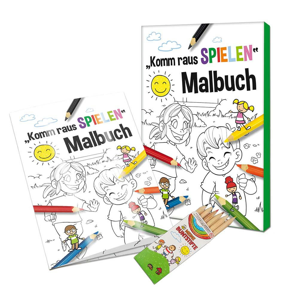 Product image Malbuch / Mal-Set A6 - Komm-raus-spielen - Malset neutral Werbeartikel