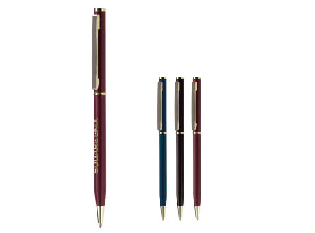 Metallkugelschreiber Slim mit Gold Applikation bedrucken