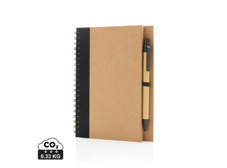 Kraft Spiral-Notizbuch mit Stift Werbeartikel