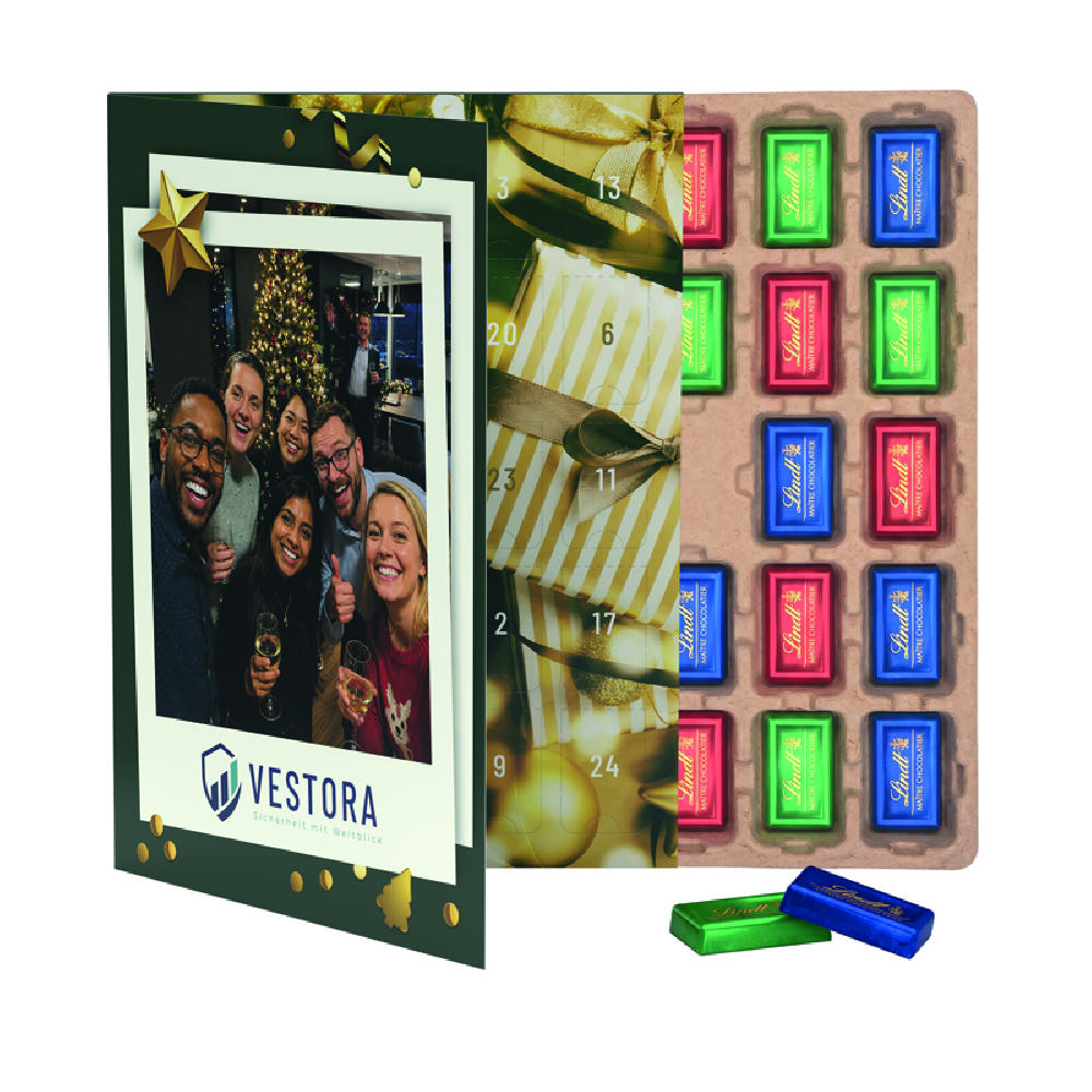 Premium Tisch Adventskalender Flip Cover Eco Hochformat Werbeartikel