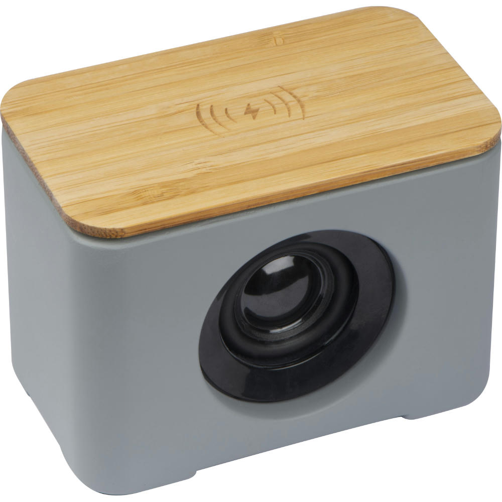 Product image Bluetooth Lautsprecher mit integriertem Wireless Charger Werbeartikel