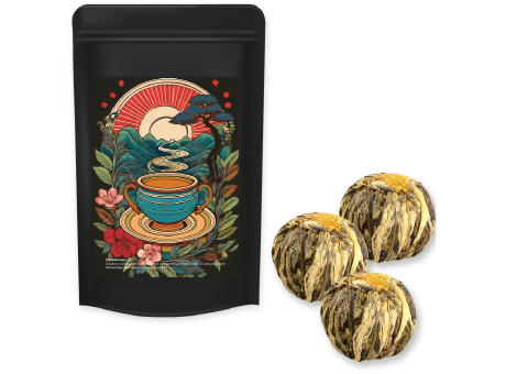 Grüner Tee China Marigold-Silvery-Stag, ca. 20g, Standbeutel Midi schwarz Werbeartikel