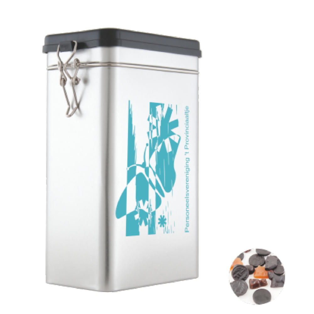 Product image Große Blechdose mit ca. 500 gr. gemischtem Lakritz Werbeartikel