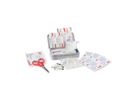 First Aid Box Compact, 27-teilig in Metalldose Werbeartikel
