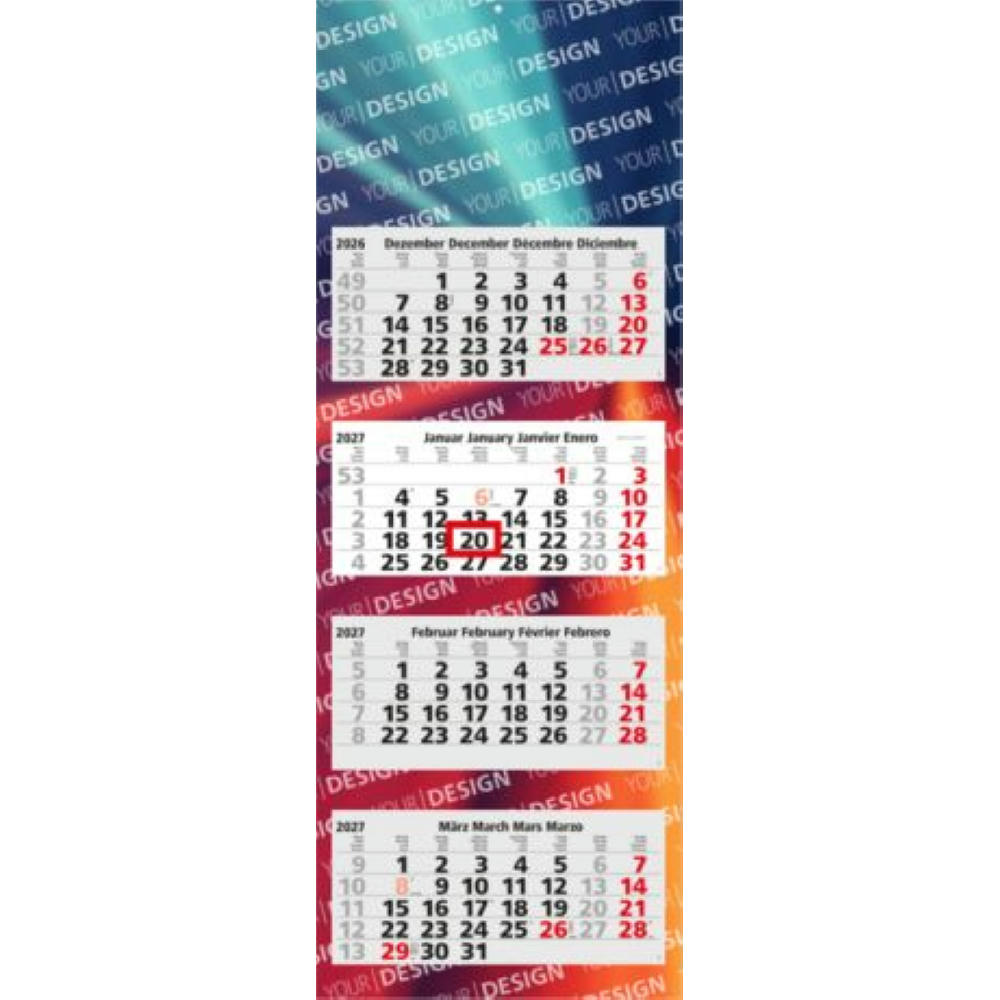 4-Monatskalender Mehrblock Quadro Light 4 mehrsprachig Werbeartikel