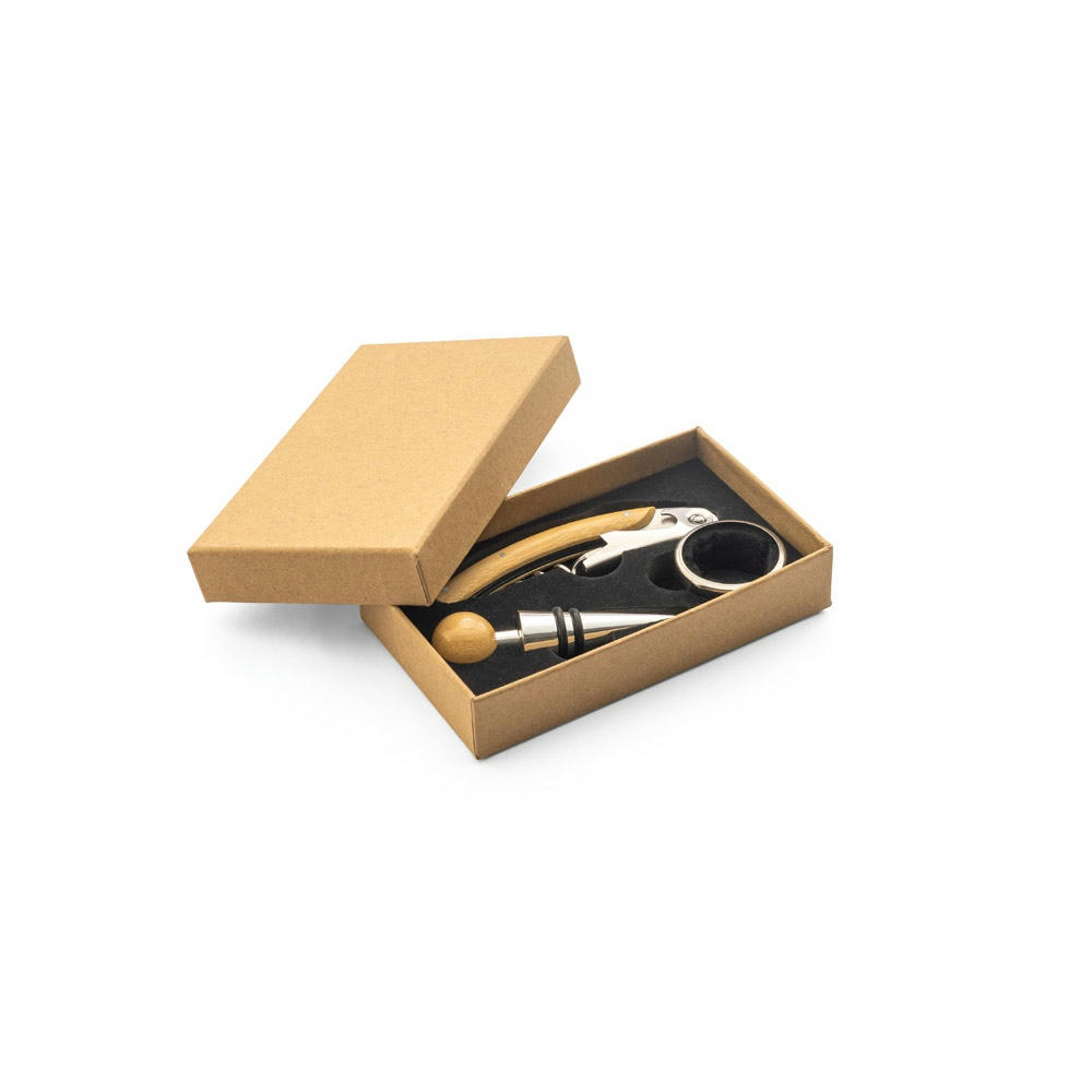 Product image SAVORY. Weinset aus Bambus und Edelstahl Werbeartikel