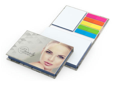 Haftnotiz-Set Prag Bookcover White Bestseller, 100/25 Blatt, Farbschnitt Werbeartikel