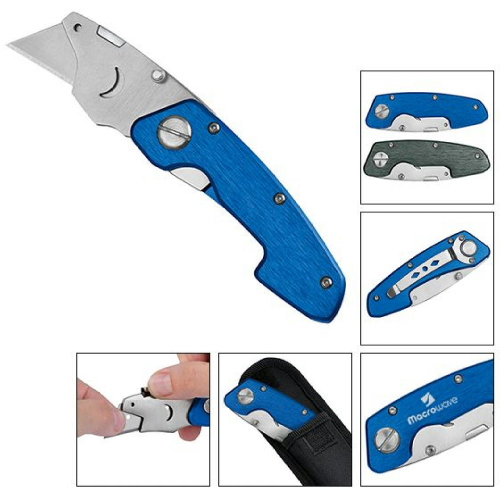 Product image Trapezklingen-Klappmesser "Piranha blau" Werbeartikel