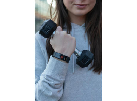 Sense Fit Tracker aus RCS recyceltem TPU mit Pulsmesser Werbeartikel