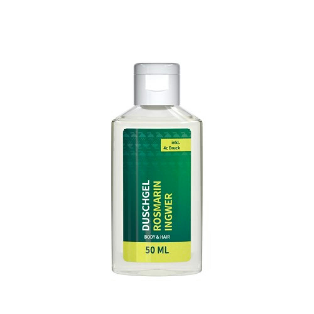 Product image 50 ml Flasche - Duschgel Rosmarin-Ingwer - Body Label Werbeartikel