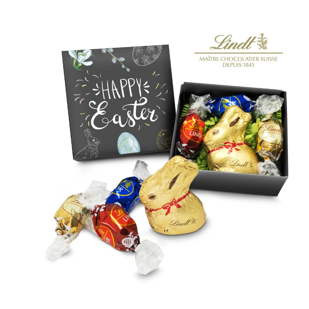 Product image Geschenkartikel / Präsentartikel: Lindt Osternest - Goldhase und 3 Lindor Mini-Eier, auch in individueller Schachtel Werbeartikel