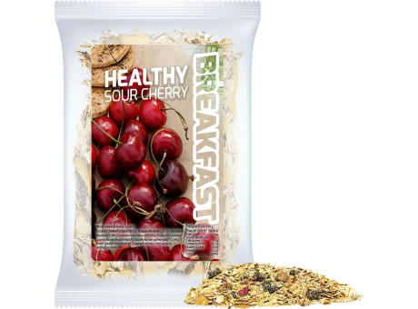 Müsli Sauerkirsche, ca. 50g, Express Maxi-Tüte mit Etikett Werbeartikel
