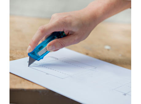 Cutter-Messer mit Federkernautomatik aus Kunststoff Griffin Werbeartikel