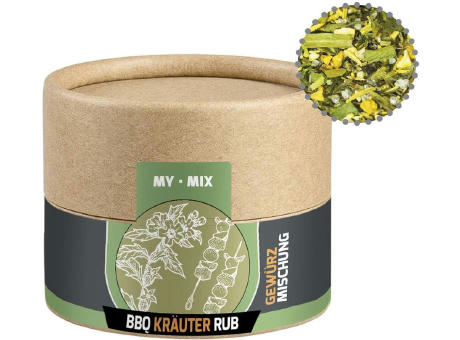 Gewürzmischung BBQ Kräuter Rub, ca. 28g, Kraftpapierdose Mini Werbeartikel
