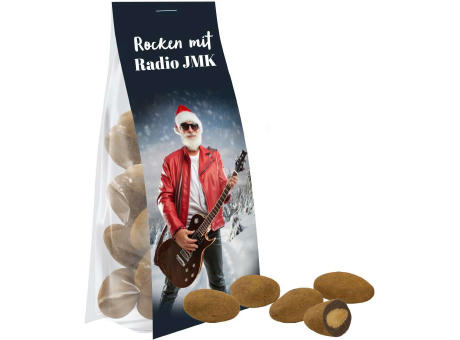 Product image Schokomandeln mit Zimt, ca. 40g, Express Blockbodenbeutel mit Werbereiter bedrucken