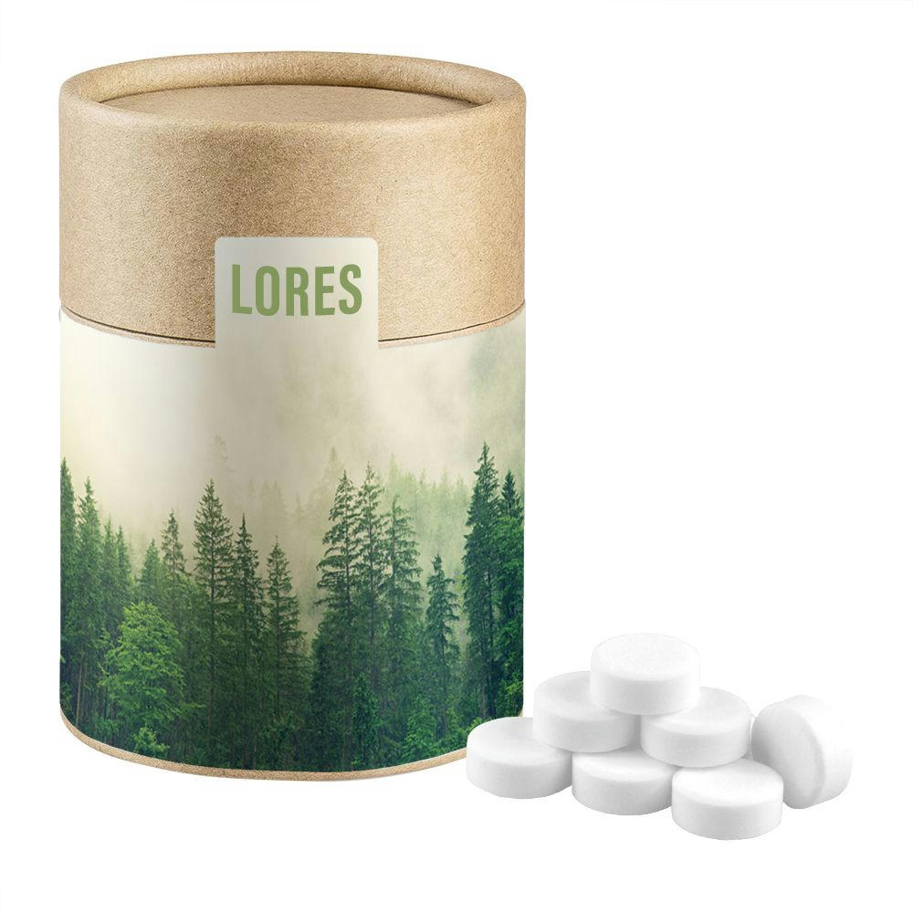 Product image Pfefferminz Drops, ca. 80g, Kraftpapierdose Midi Werbeartikel