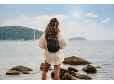 Impact AWARE™ Rucksack aus recyceltem Denim mit Kordelzug bedrucken