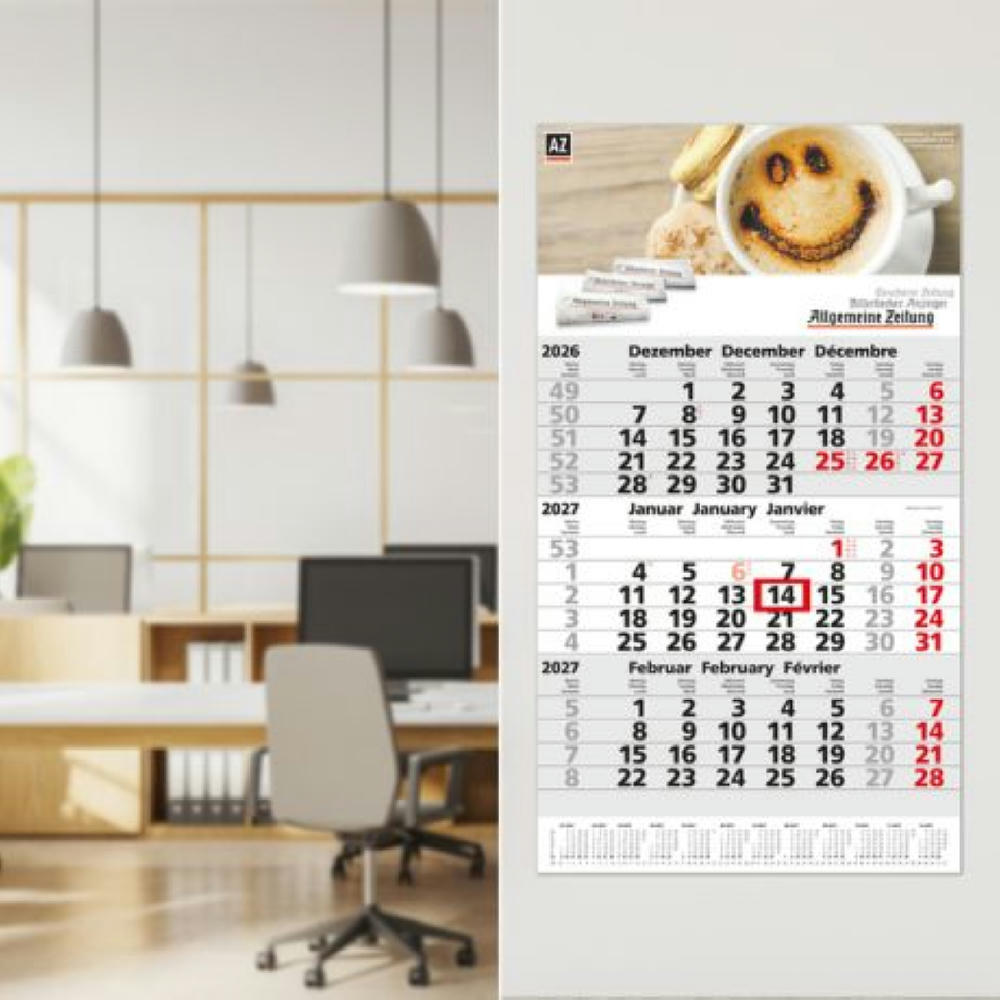 3-Monatskalender Einblatt Primus 3 Post A EXPRESS mit Jahresübersicht Werbeartikel