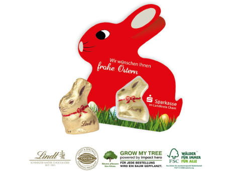 Product image SCHOKOKARTE-HASE MIT LINDT GOLDHASE Werbeartikel
