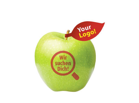 Product image Apfel grün "Lupe" mit Apfelblatt Werbeartikel