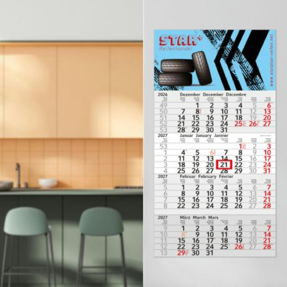 4-Monatskalender Einblatt Budget 4 EXPRESS Schrift modern Werbeartikel