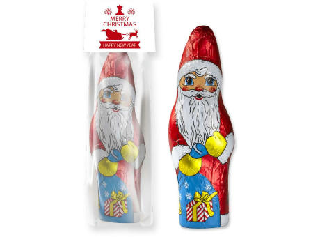 Product image Schoko Weihnachtsmann, ca. 75g, Blockbodenbeutel mit Werbereiter bedrucken